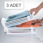 Mikasso 3 Adet Pratik Dolap I?çi Tişört, Gömlek, Elbise ve Pantolon Düzenleyici Raf Organizer Plastik 40 x 3