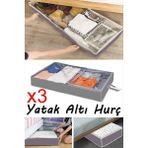 Mikasso 3 Adet - Yatak Altı Baza Hurcu Fermuarlı Saklama Çantası Gri 80X20X50CM Nefes Alabilen Kumaş Gri Um