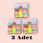 Mikasso 3 Paket Yapışkanlı Renkli Parmak Post-It Notluk 5'li Yapışkanlı Not Kağıdı - Çok Renkli