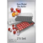 Mikasso 32 Bölmeli Kare Model Buz Kalıbı - Buzluk - 2'li Set - Antrasit Plastik