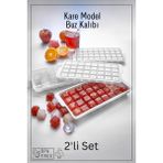 Mikasso 32 Bölmeli Kare Model Buz Kalıbı - Buzluk - 2'li Set - Beyaz Plastik