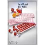 Mikasso 32 Bölmeli Kare Model Buz Kalıbı - Pembe Plastik
