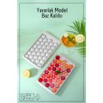 Mikasso 33 Bölmeli Yuvarlak Buz Kalıbı Buzluk Buzluk - Beyaz Plastik