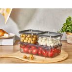 Mikasso 3'lü Freshguard Akrilik Buzdolabı Organizeri Saklama Kabı Seti - 1,80LT X1 - 0,85LT X2 Akrilik