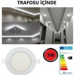Mikasso 3W Sıva Altı Slim LED Panel - Beyaz Spot Lamba - A Kalite Uzun Ömürlü Tak Çalıştır (Delik Çapı 5cm)