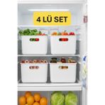 Mikasso 4 Adet 3.5 Lt Dolap Içi Buzdolabı Düzenleyici Banyo Mutfak Organizeri Beyaz Plastik 20 x 30 Tr