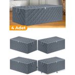 Mikasso 4 Adet - Çekyat Baza Tipi Hurç - Baza Altı Büyük Boy Saklama Hurcu 64 x 45 x 22 cm - Nefes Alabilen