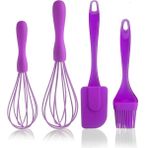 Mikasso 4 Parça Silikon Çırpıcı Yumurta Fırçası Spatula Seti Silikon Beyaz