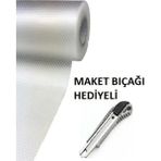 Mikasso 45CM x 5 Metre Şeffaf Kaydırmaz Raf Dolap ve Çekmece Örtüsü ve Maket Bıçağı Hediye Plastik Çok Renkl