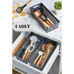 Mikasso 4'lü Antrasit Set Modüler Kaşıklık ve Kepçelik Çekmece Içi Düzenleyici Mutfak Organizer Plastik Gri