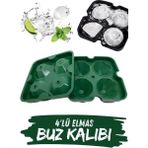 Mikasso 4'lü Elmas Silikon Buz Kalıbı Kırılmaz Esnek Plastik