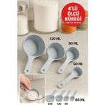 Mikasso 4’lü Ölçü Küreği Seti 240-120-80-60 ml | Un Şeker Baharat Ölçü Kaşığı | Mutfak Hamur Hazırlık Plasti