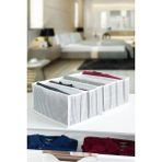 Mikasso 4'lü Set Dolap ve Çekmece Içi Düzenleyici Organizer Çizgi Desenli ve Kumaş Kumaş Beyaz Tr