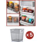 Mikasso 5 Adet Buzdolabı Düzenleyici, Çok Amaçlı Kutu, Çekmece Dolap Içi Organizer 5’li Set Antrasit Plastik