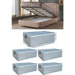 Mikasso 5 Adet Çizgili Baza Tipi Hurc - Baza Altı Büyük Boy Saklama Hurcu 65 x 45 x 22 cm EKİCİHOME0008-5 Po