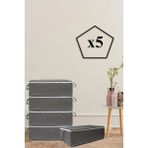 Mikasso 5 Adet Kapitone Desenli Bazaaltı Hurç 60X40X22(ANTRASİT) Tela 60 x 40 Gri Tr