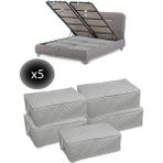 Mikasso 5 Adet Kapitoneli Bazaaltı Hurç 60X40X22 - Büyük Boy Baza Hurcu(Beyaz) Tela 60 x 40 Beyaz Tr