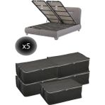 Mikasso 5 Adet Kapitoneli Bazaaltı Hurç 60X40X22 - Büyük Boy Baza Hurcu(Gri) Tela 60 x 40 Gri Tr