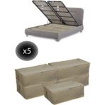 Mikasso 5 Adet Kapitoneli Bazaaltı Hurç 60X40X22 - Büyük Boy Baza Hurcu(Krem) Tela 60 x 40 Bej Tr