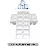 Mikasso 5 Adet Klasik 12 Bölmeli Plastik Buz Kalıbı Ekonomik Buzluk Plastik