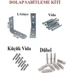 Mikasso 5 Adet L Demir Dolap Sabitleme 15*55*55 Masa Gönye Vida Dubel ,mobilya Dolap Köşe Bağlantı Sabitleme