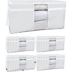 Mikasso 5 Adet - Pencereli Yorgan Hurcu Mega Boy 75 x 40 x 40 cm - Gri Çizgili Tela 70 x 40 Gri