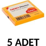 Mikasso 5 Adet Postit 75MM X75MM Yapışkanlı Kağıt 80 Yaprak Turuncu Yapışkanlı Not Kağıdı - Çok Renkli