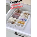 Mikasso 5 Bölmeli 2 Adet Dolap Içi Düzenleyici Takı, Toka, Çorap, Iç Çamaşırı Organizeri - Beyaz Plastik Bey