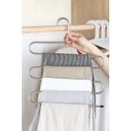 Mikasso 5 Katlı Metal Pantolon ve Şal Askısı Dolap Içi Eşarp Askısı Çoklu Askılık Metal Inox Tr