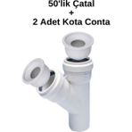 Mikasso 50'lik Y Çatal Pvc Pimaş Boru (Kalınlığı 3.2) Atık Su Dublex Pvc Boru 50 mm + 2 Adet Adaptör Conta