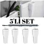 Mikasso 5'li Set 4 Adet Kalorifer Petek Oda Nemlendirici 1 Adet Kalorifer Temizleme Fırçası Seti Beyaz Tr