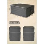 Mikasso 6 Adet Antrasit Kapitone Desenli Büyük Boy Hurç - 65X45X22CM Tela 65 x 46 Gri Tr