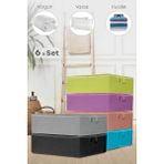 Mikasso 6 Adet - Baza ve Çekyat Tipi Hurç 64 x 45 x 22 cm Renkli Nefes Alabilen Kumaş Çok Renkli