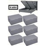 Mikasso 6 Adet Kapitone Desenli Baza Altı Saklama Hurcu 60X40X22 (Antrasit) Tela 60 x 40 Gri