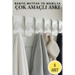 Mikasso 6 Adet Mutfak Banyo Dolap Askılığı Havlupan Askılığı Pratik Askı Plastik Beyaz Tr