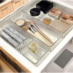 Mikasso 6 Bölmeli Organizer – Şeffaf Çekmece & Dolap Içi Düzenleyici - Kaydırılabilir Sistem - Plastik Şeffa