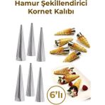 Mikasso 6 Lı Paslanmaz Çelik Hamur Kornet Kalıbı MIT1043 Paslanmaz Çelik Gri