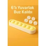 Mikasso 6 Sıralı Sarı Silikon Yuvarlak Buz Kalıbı – Kahve, Içecek, Kokteyller Için Yuvarlak Buz Kalıbı Silik