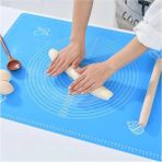 Mikasso 60 x 45 cm Büyük Boy Silikon Hamur Açma Matı Ölçekli Hamur Açma Altlığı ve Hamur Açıcı Silikon