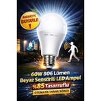 Mikasso 60W Sensörlü LED Ampul Beyaz Işık 806 Lümen Hareket Algılayıcılı Otomatik Tasarruflu