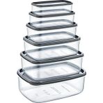 Mikasso 6’lı Dikdörtgen Sweet Şeffaf Saklama Kabı Seti (300/500/800/1200/1900/2900ML) Plastik Beyaz