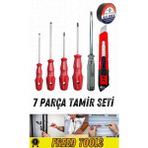 Mikasso 7 Parça Tamir Seti / 4'lü Tornavida Seti ,kontrol Kalemi ,maket Bıçağı ,elektrik Bandı