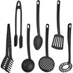 Mikasso 7 Parça Yanmaz Yapışmaz Teflon Kaplama Servis Seti Kepçe Kevgir Spatula Kaşık Plastik Servis Takımı