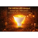 Mikasso 7W MR16 LED Ampul Amber Işık 700 Lümen | Dekoratif Iğne Bacak | Sıcak Ambiyans Aydınlatma - Çok Renkli