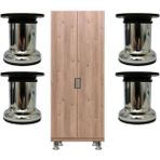 Mikasso 8 cm Çap 51 mm Ayarlı Metal Dolap Vestiyer Komidin Baza Ayağı (4 Adet) Gri