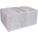 Mikasso 8 Gözlü Dolap Çekmece Içi Akordiyon Katlanır Çamaşır Düzenleyici Organizer X-Large Kumaş Beyaz Tr