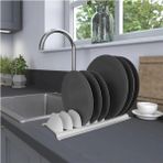 Mikasso 8 Gözlü Tabaklık Tabak Düzenleyici Kurutmalık Organizer Plastik 35 x 15 Beyaz Tr