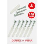 Mikasso 8mm Plastik Dübel + Vida Seti 100 Adet
