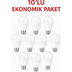 Mikasso 9W LED Ampul Beyaz Işık E27 Duy Uyumlu Tasarruflu 10'lu Ekonomik Paket Ev Ofis Tavan Aydınlatma