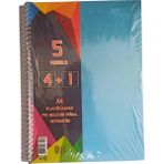 Mikasso A4 Boy 4+1 Ayraçlı Defter Dersane Defteri (4 Kareli 1 Çizgili )125 Yaprak Udep Mavi Sert Spiralli Ka - Çok Renkli
